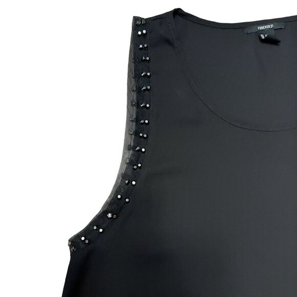 Forever 21 Women's Black Sheer Studded Tank Top - Picture 4 of 9